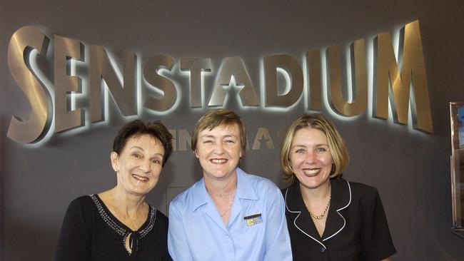 Celebrating bigger and better cinemas on the Sunshine Coast: Beryl Madsen with then manager Christine Pitcher and assistant manager Brooke Doughty. Photo: Lou O'Brien / Sunshine Coast Daily