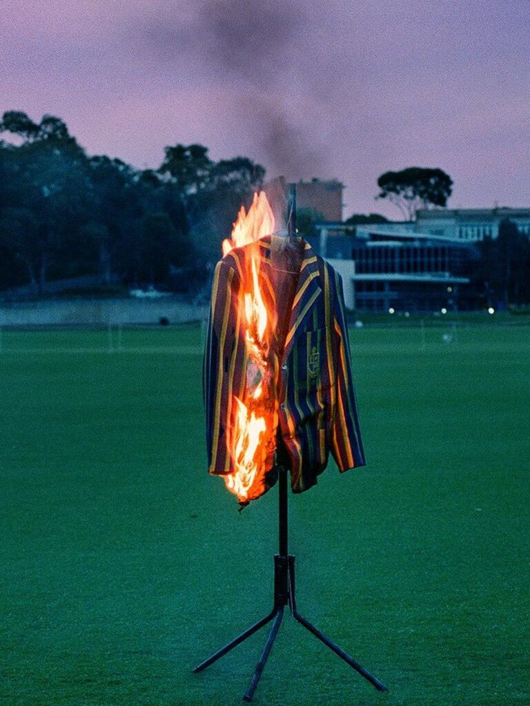 James Robinson said he broke into school grounds to set a St Kevin’s blazer on fire. Picture: Instagram