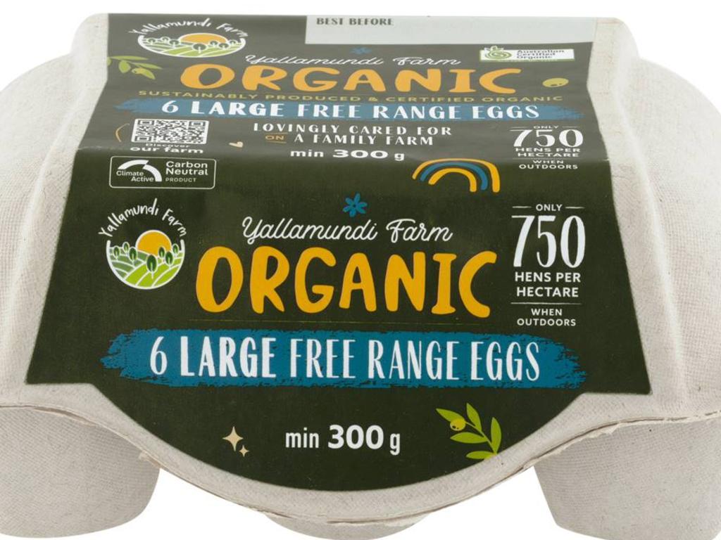 Yallamundi brand certified carbon neutral extra large eggs 700g: $9.70 per dozen