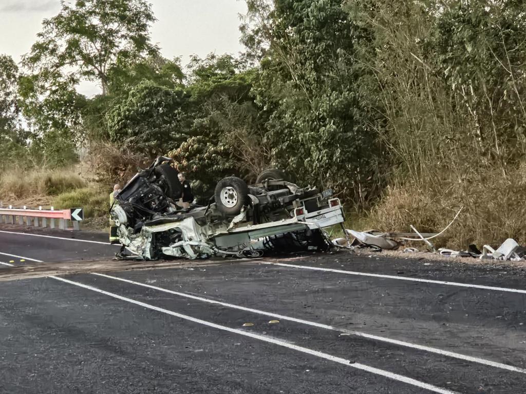 Aftermath of a crash on the Bruce Highway at Bloomsbury involving two trucks and a car on August 1, 2024. Picture: Janessa Ekert