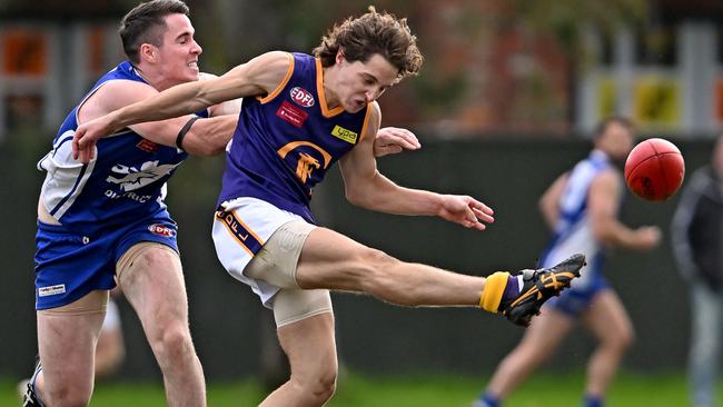 EDFL: Jacana’s Ryan McConnell gets his kick away. Picture: Andy Brownbill