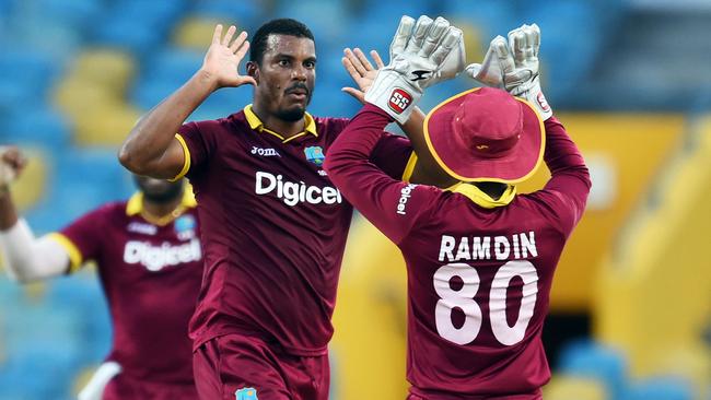 West Indies fast bowler Shannon Gabriel (C) is in red hot form.