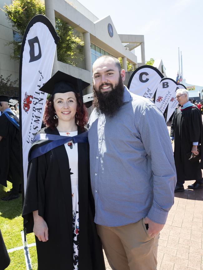 Jasmine Gaul and Bradley Ryan at the UTAS Graduation at Burnie. PICTURE CHRIS KIDD