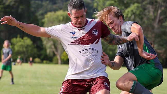 Troy Hearfield (left) in action for Coffs Coast club Boambee.