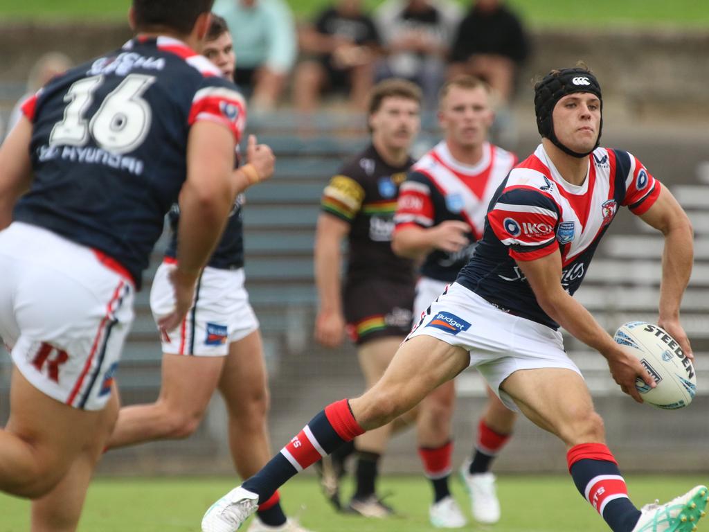 There is a crop of rookie halves emerging but when will they be ready? Like rising Roosters rookie Toby Rodwell. Picture: Warren Gannon Photography.