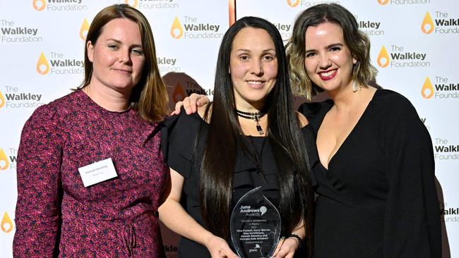 From left: Journalists Hannah Stenning, Nina Funnell and Kerry Warren at the mid-year Walkley Awards ceremony.