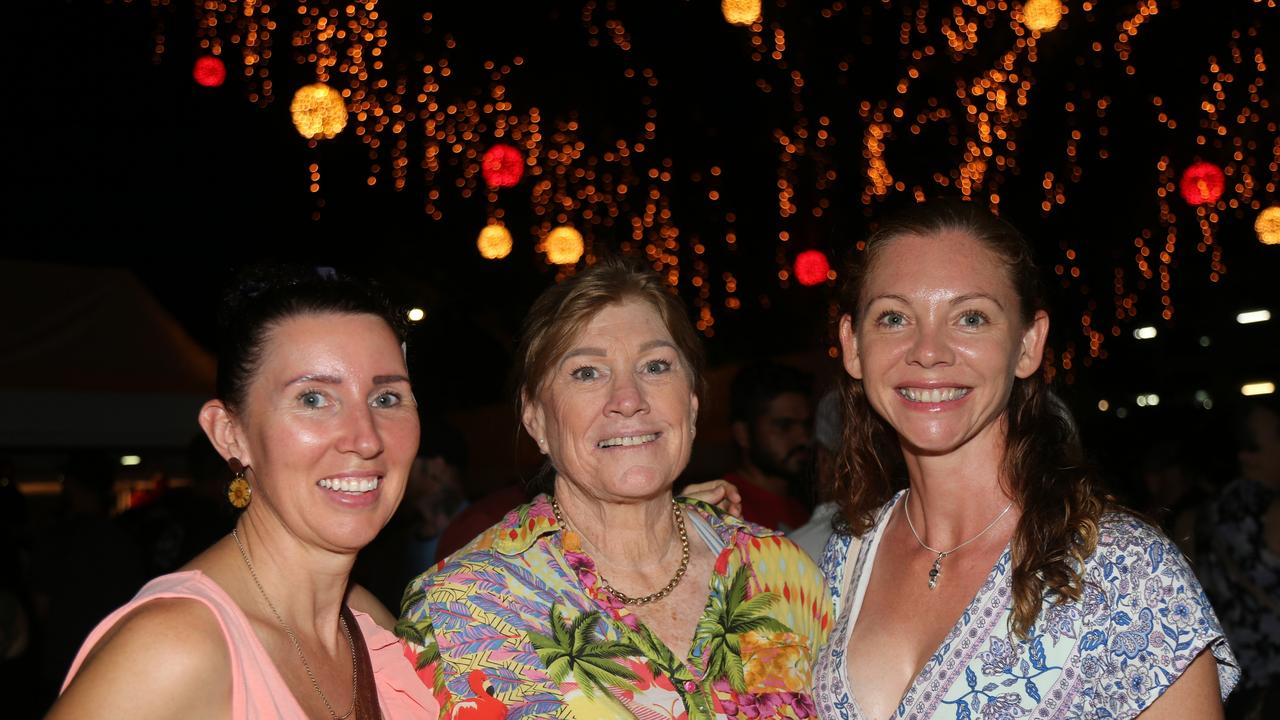 Janelle Thomas, Kaye Hodson and Angela Williams celebrate the last night of Chinese New Year festivities in Cairns. Picture: Kate Stephenson