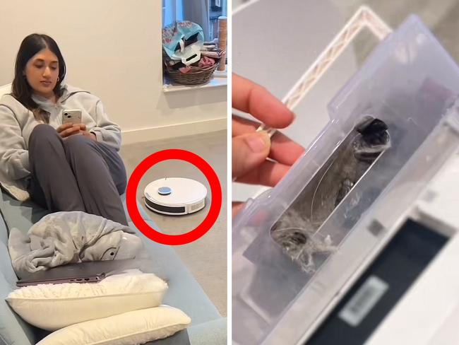 This robo vac is down to a hot price right now. Picture: TikTok/@sairaayan__