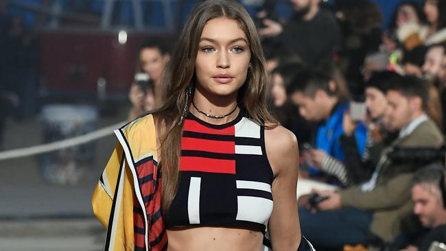 Supermodel Gigi Hadid led the runway at Tommy Hilfiger’s show at Venice beach. Picture: Getty Images