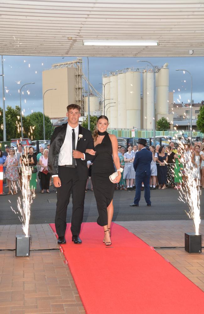 Toowoomba school formals. At the 2023 St Ursula's College formal is graduate Brydi Taylor with her partner Jai Purser. Picture: Rhylea Millar