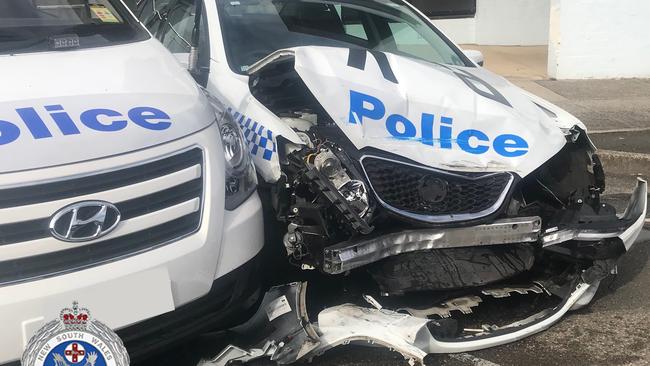 NDT: An alleged Sydney drug dealer accused of transporting more than $200m of ice has come unstuck after he crashed into a parked police car in front of a Sydney police station. Police said the 26-year-old was driving a Toyota Hi-ace van when he ran up the back of a police car in front of Eastwood police station at 10:30am on Monday.