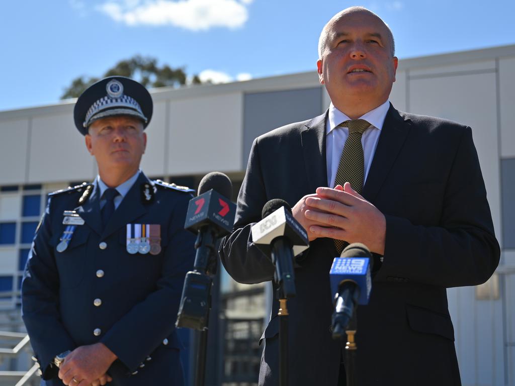 Former police commissioner Mick Fuller and then police minister David Elliott in 2020. Picture: NCA NewsWire/Steven Saphore