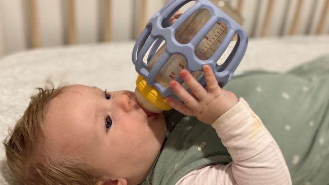 The bottle allows the infant to self feed. Image: Supplied