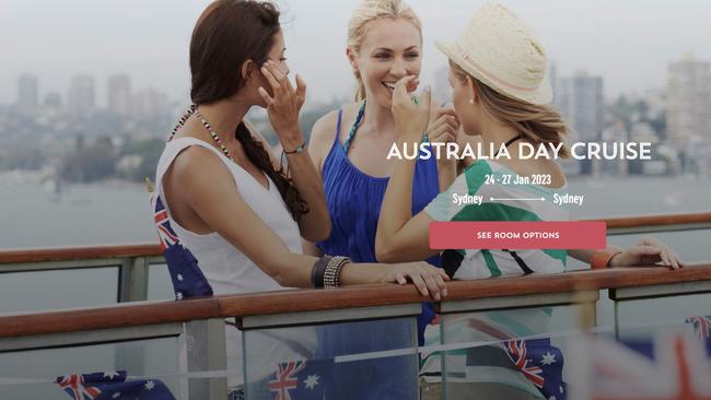 A promotion for the "Australia Day" cruise by P&amp;O Cruises includes images of the Australian flag.