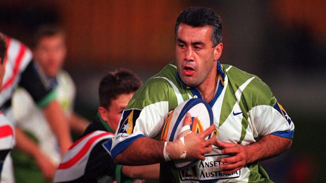 Quentin Pongia takes the ball up for the Canberra Raiders in his playing days.