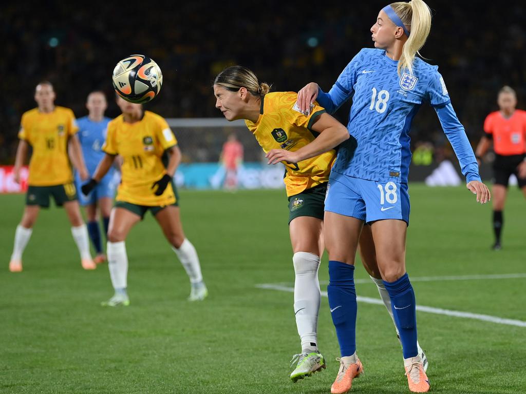 The Matildas suffered a heartbreaking 3-1 loss to England on Wednesday. Picture: FIFA via Getty Images