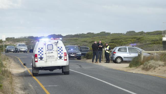 The scene of the fatal collision on Thirteenth Beach. Picture: Alan Barber