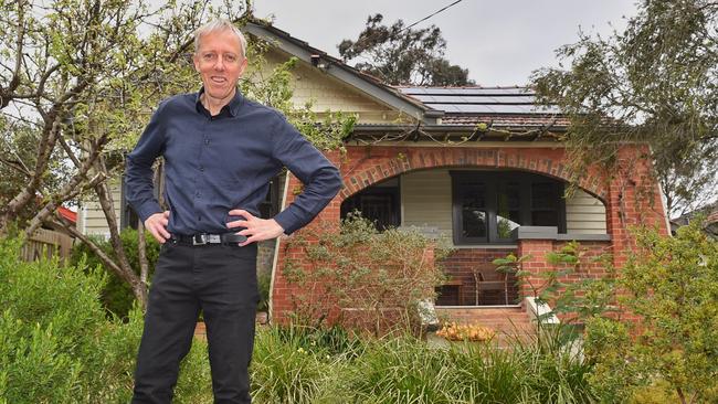 Solar panels and other techniques have helped Stuart McQuire’s family cut their bill down to zero and even generate power back into the grid. Picture: Tony Gough