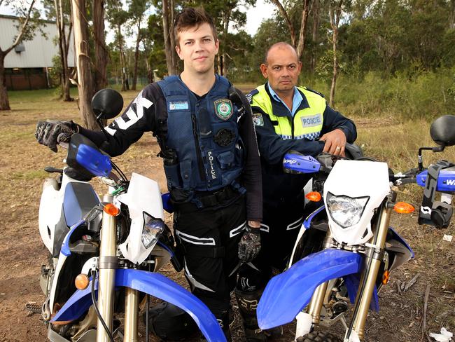 Constable Andrew Klippert and Sergeant Dave Flood are part of the trail bike squad.