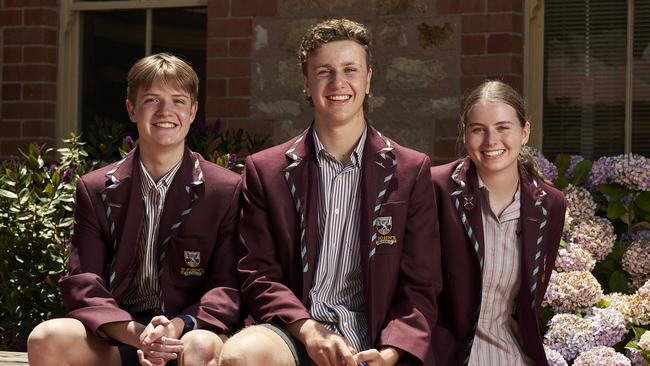 Jack, 15, Jet, 16, and Sienna, 16, will all attend St John’s Grammar School in Belair this year. Picture: Matt Loxton