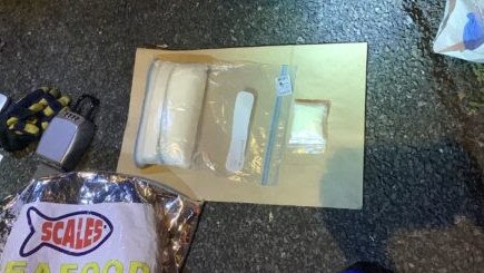 A firearm, ammunition and drugs were recovered from a car stopped at a Gold Coast border checkpoint on Wednesday night. Picture: Supplied