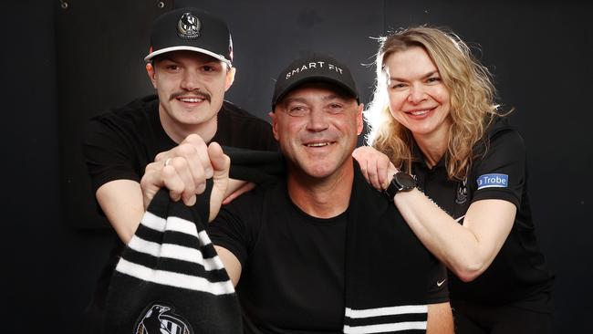 The parents of Collingwood’s Oleg Markov, Dmitri and Valentina, as well as brother Tony. Picture: Michael Klein