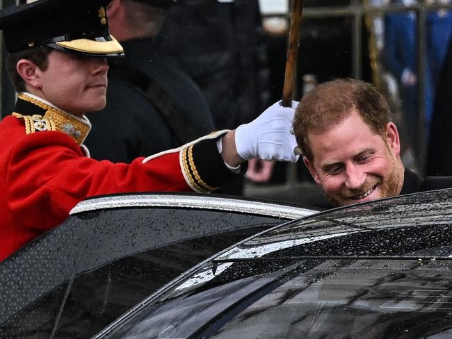 After the coronation, Prince Harry hopped in a car and went straight to the airport. Picture: AFP