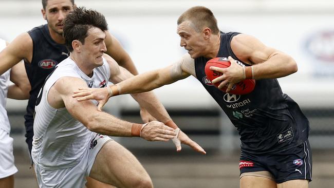 Tom Campbell (left) will play his first AFL match for St Kilda on Saturday night. Picture: Getty Images