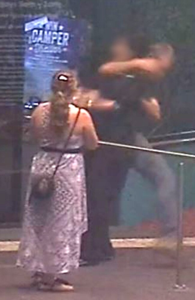 The sickening moment a woman at work is coward punched in Queensland. Picture: Police Media