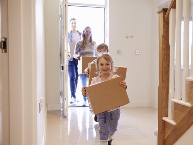 Family Carrying Boxes Into New Home On Moving Day,  Property, Tenant generic