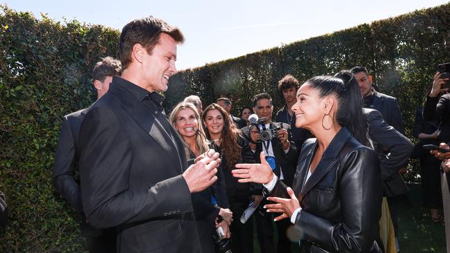 (L-R) Tom Brady and Bela Bajaria, Chief Content Officer, Netflix attend G.R.O.A.T The Greatest Roast Of All Time: Tom Brady for the Netflix is a Joke Festival. (Photo by Matt Winkelmeyer/Getty Images for Netflix)