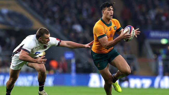 Joseph-Aukuso Suaalii was man of the match in his Wallabies debut. Picture: David Rogers/Getty Images)