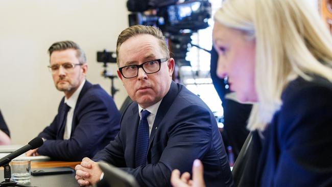 Qantas CEO Alan Joyce during a senate hearing into the cost of living. Picture NCA NewsWire / Aaron Francis