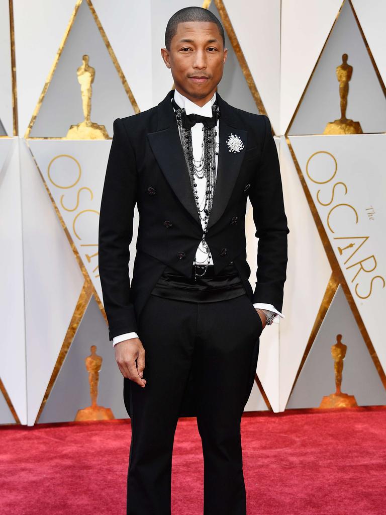 Pharrell Williams, 2017. Flying the flag for the blokes in 2017, the power producer/singer and Chanel ambassador could have stepped straight out of Karl Lagerfeld’s own wardrobe. He teamed a perfectly fitted black tux with bow tie, dramatic diamond brooch and rows of black pearl necklaces. (Picture: Frazer Harrison/Getty Images/AFP)