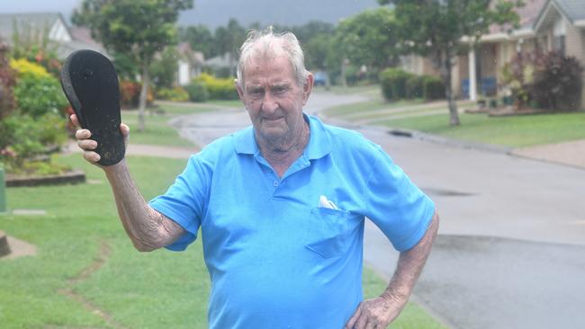 George Church was injured after using his thongs to fight off a wallaby near his home at Carlyle Gardens. Picture: Evan Morgan