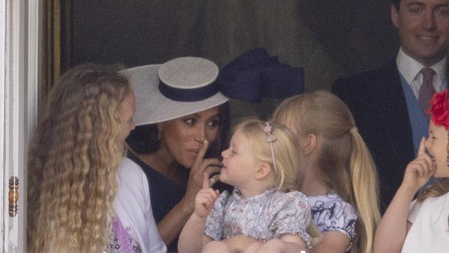 Meghan’s back in the royal fold – and keeping some younger members of the family in line. Picture: Kelvin Bruce/Goffphotos