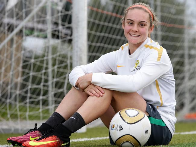 Ellie Carpenter yesterday after being named in the Australian Matildas Soccer Olympic Team. Picture: Jonathan Ng