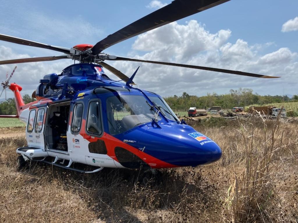 The BMA CQ Rescue chopper was called to a two-truck crash off the Bruce Highway near Bloomsbury at Gibson Creek Bridge on October 28, 2024. Picture: Supplied