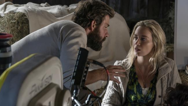 John Krasinski and Emily Blunt in <i>A Quiet Place</i>. (Jonny Cournoyer/Paramount Pictures via AP)