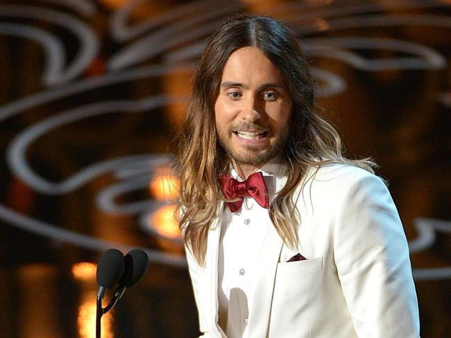 Jared Leto accepts the Oscar for Best Supporting Actor for Dallas Buyer’s Club. 