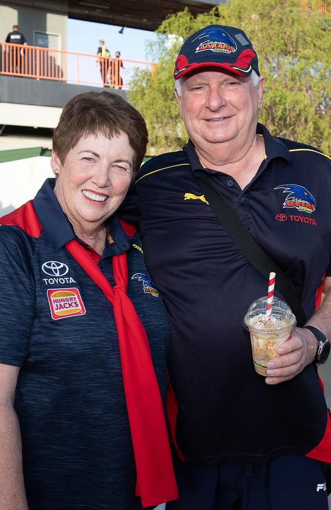 Corinne Price and Rob Clutterham at the Gold Coast Suns match vs Adelaide Crows at TIO Stadium. Picture: Pema Tamang Pakhrin