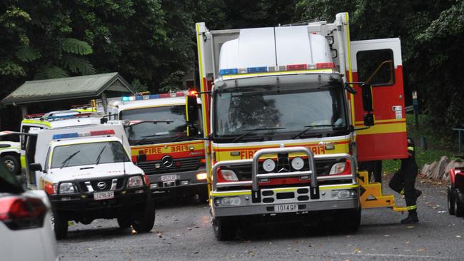 Emergency services crews at Josephine Falls. PIC: Elisabeth Champion