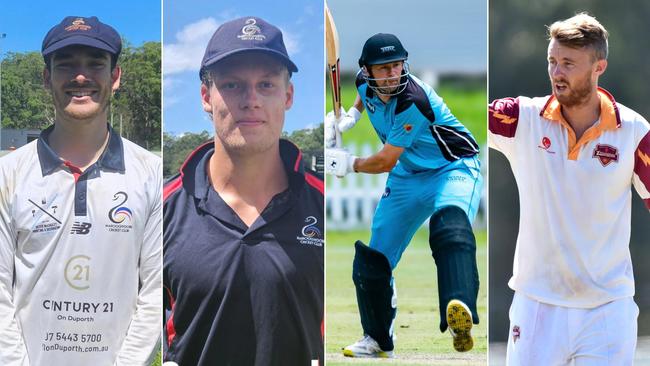 Players to watch in the grand final include Maroochydore’s Tom Olsen and Henry Wilson and Tewantin-Noosa’s Jarrod Officer and Scott Aufderheide. Pictures: Facebook, Matt Mayo Photography and Warren Lynam.