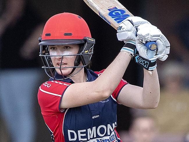 Women's CTPL one day grand final between North Hobart and Greater Northern Raiders at the TCA, North Hobart Clare Scott bats. Picture: Chris Kidd