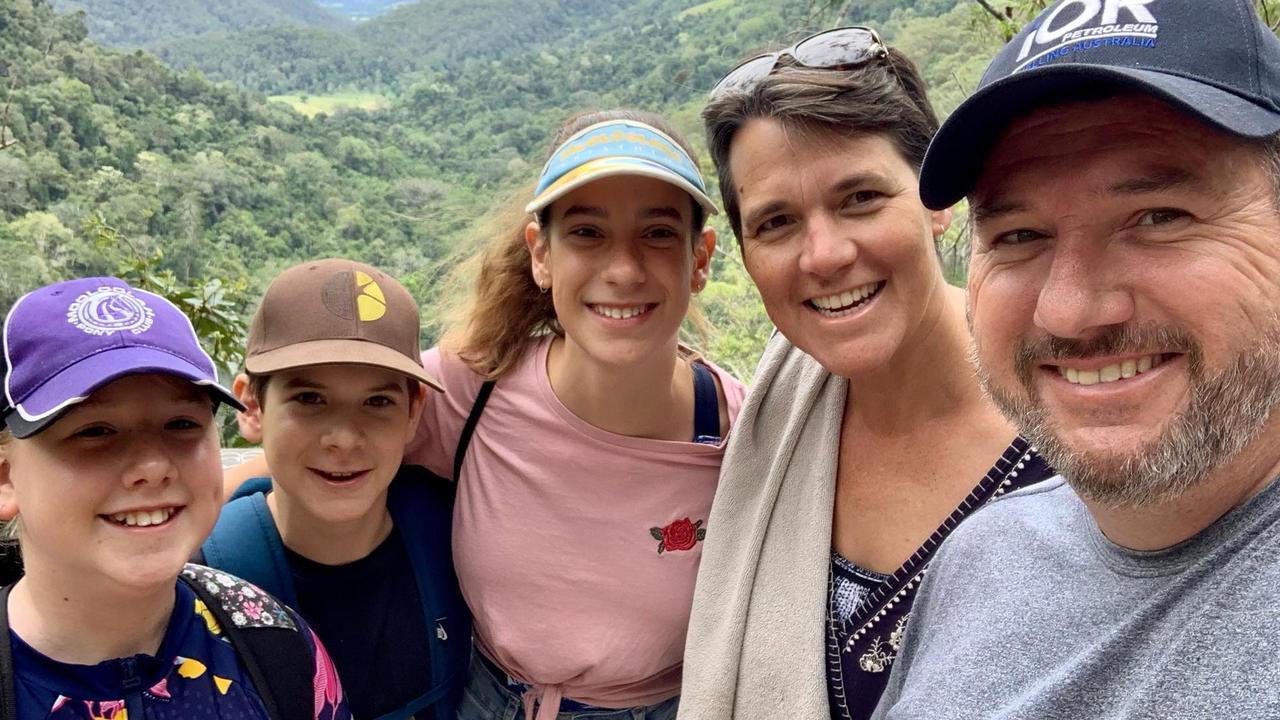 Member for Glasshouse Andrew Powell enjoys a Christmas walk at Kondallila Falls with wife Taryn and three youngest children Brielle, Benjamin and Rohanna.