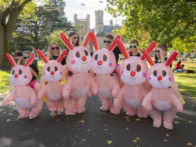 Bradley Paul 6, Indi Boxall 7, Matilda Paul 11, William Paul 10, Jobe Boxall 9 and Blake Paul 7 enjoying Easter Egg Hunt at Government House. Picture: Caroline Tan