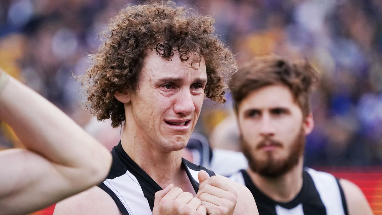 Chris Mayne in tears after the 2018 Grand Final.