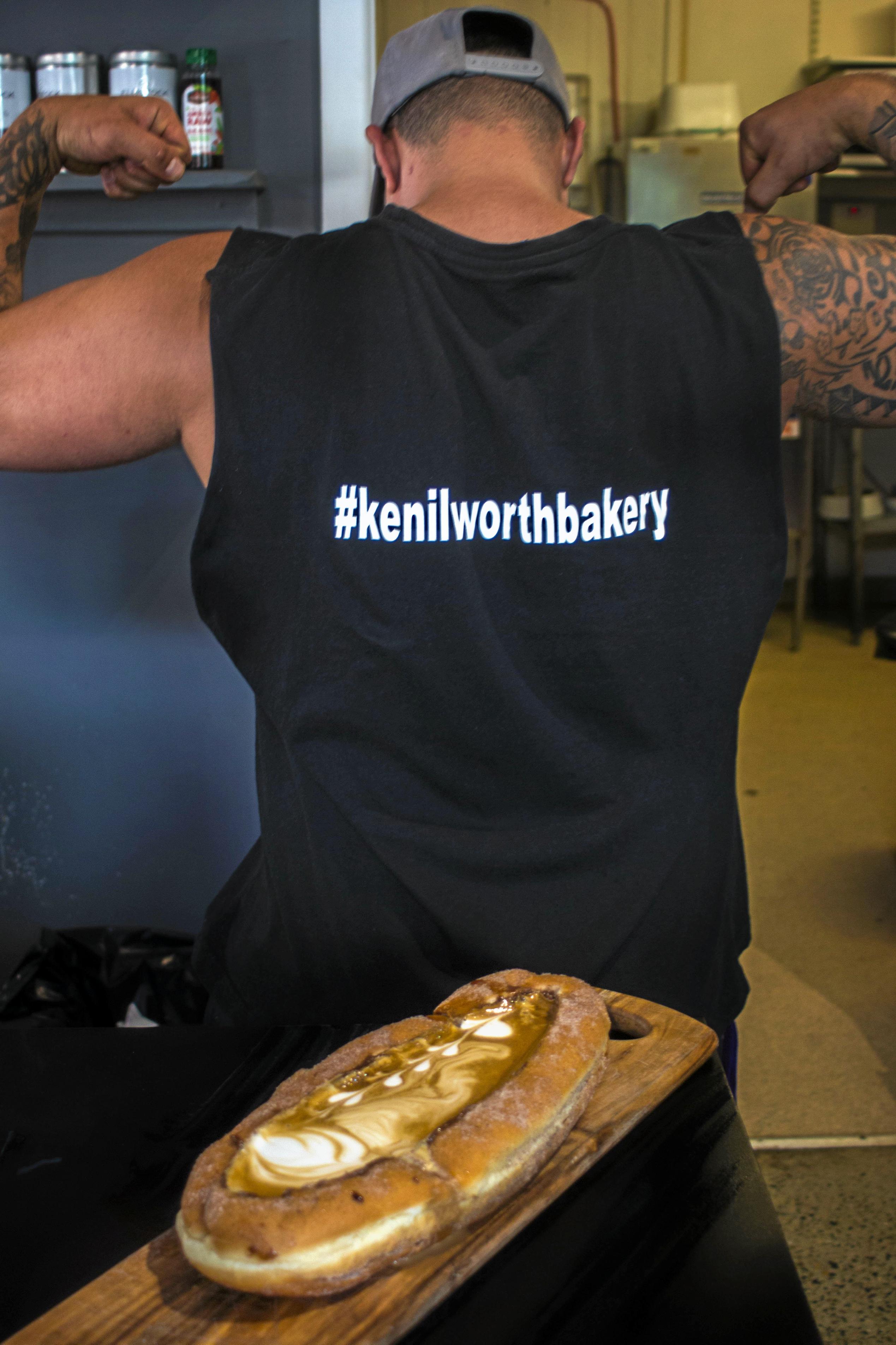 Fernando Santi with the coffee donut. Picture: Kenilworth bakery