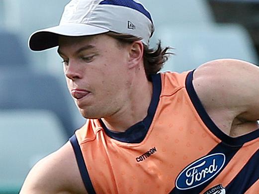 Oscar Brownless at Geelong football training. Picture: Alison Wynd