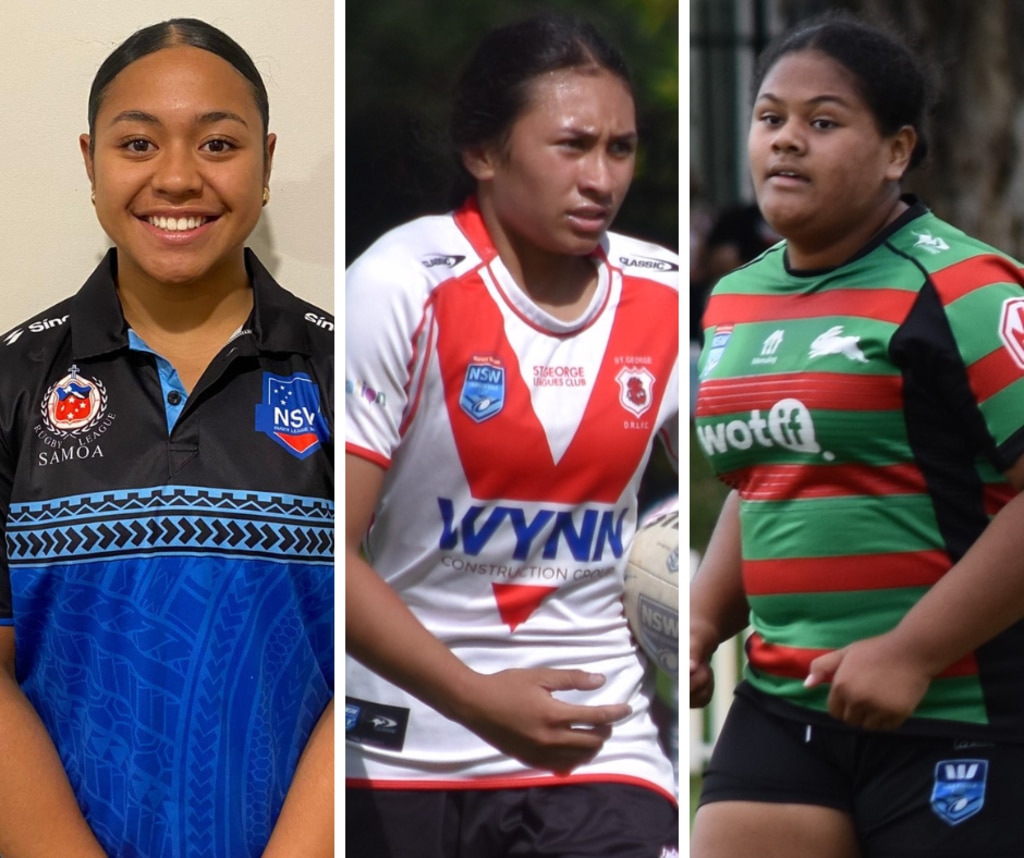 Anastasia Loimata Leatupue, Alissia Misa and Veronica Sefo of the Samoa U16s.